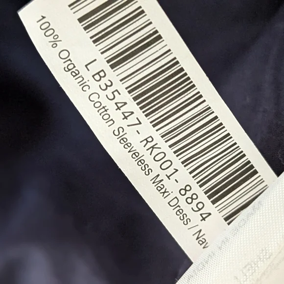 Quince Organic Cotton Navy Sleeveless Maxi Dress Smocked Back Sz L NWT - Picture 8 of 11